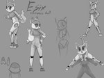 anthro big_eyes female fire flaming_tail genitals machine mascot multiple_poses penis pose pounce silhouette sneaking solo tail text shatterstone e621 esix domestic_cat felid feline felis humanoid mammal robot robot_humanoid 4:3 greyscale hi_res model_sheet monochrome sketch