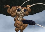 abs anthro balls big_muscles big_penis bodily_fluids cum cumshot ejaculation exercise genital_fluids genitals holding_object huge_muscles huge_penis huge_thighs hyper hyper_genitalia hyper_muscles hyper_penis lactating long_penis male muscular muscular_anthro muscular_male nude penis solo thick_thighs weightlifting workout kumbartha wolfie_canem canid canine canis hybrid lagomorph leporid mammal rabbit wolf