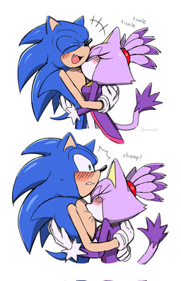 anthro arms_around_partner bite blush duo eyes_closed female hair hero hug licking love_bite male male/female nibbling ponytail princess romantic romantic_couple royalty smile surprised tickling tongue yeoon sega sonic_the_hedgehog_(series) blaze_the_cat sonic_the_hedgehog domestic_cat eulipotyphlan felid feline felis hedgehog mammal hi_res