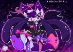 anthro bone bottomwear clothing female fur hair heterochromia jacket moon pink_eyes purple_body purple_eyes purple_fur purple_hair shorts solo star topwear lewdchuu_(artist) nintendo pokemon pyon_(lewdchuu) generation_6_pokemon mega_evolution mega_lucario pokemon_(species) hi_res