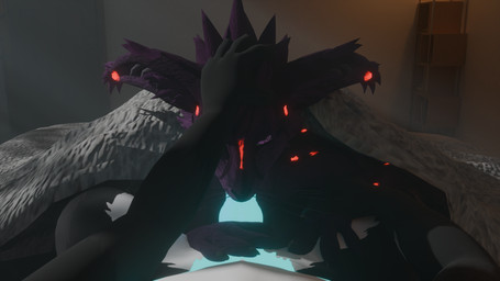 anthro black_body black_fur blue_body blue_fur claws duo fellatio first_person_view fur glowing glowing_body glowing_fur male male/male oral penile pink_body pink_fur sex under_blanket white_body white_fur lukoatmos filefil luko_atmos rexouium wickerbeast 3d_(artwork) digital_media_(artwork) hi_res