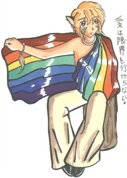 adolescent bedding biped blanket blue_eyes bracelet clothed clothing collar ear_piercing facial_markings footwear hair head_markings jewelry lgbt_pride log male markings orange_hair piercing pride_colors rainbow rainbow_pride_colors shoes simple_background sitting six-stripe_rainbow_pride_colors solo text topless white_background white_clothing wood young unknown_artist animal_humanoid cat_humanoid felid felid_humanoid feline feline_humanoid humanoid mammal mammal_humanoid full-length_portrait japanese_text low_res portrait traditional_media_(artwork)