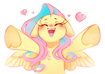 blush eyelashes eyes_closed feathered_wings feathers female feral front_view heart_symbol hooves long_eyelashes open_mouth open_smile simple_background smile solo spread_wings teeth underhoof white_background wings melodylibris friendship_is_magic hasbro my_little_pony mythology fluttershy_(mlp) equid equine mammal mythological_creature mythological_equine pegasus colored digital_drawing_(artwork) digital_media_(artwork) shaded