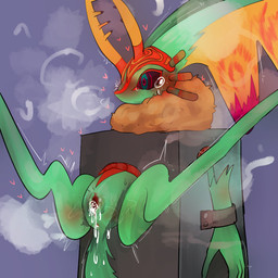after_sex anthro antlers anus biped black_sclera blue_background blush blush_lines bodily_fluids bound breath chest_tuft countershade_torso countershading cum cum_drip cum_from_ass cum_from_vagina cum_in_ass cum_in_vagina cum_inside cum_on_tail digitigrade dripping female fluffy fluffy_tail fur genital_fluids genitals head_wings heart_symbol horn huge_wings leaking_cum mouthless multicolored_body multicolored_eyes multicolored_fur neck_tuft orange_body orange_fur pink_anus pink_eyes pupils sex_box simple_background solo spread_legs spreading steam stuck sweat sweatdrop tail tan_body tan_fur teal_body teal_eyes teal_fur teal_vulva tears tears_of_pleasure three-quarter_view tremble_spikes tuft unusual_wing_placement vulva wide_eyed wings afuta_senshirinu kirby_(series) kirby_and_the_forgotten_land nintendo fecto_elfilis alien chinchilla chinchillid mammal rodent starling_(kirby) 1:1 2022 absurd_res digital_drawing_(artwork) digital_media_(artwork) hi_res japanese_description