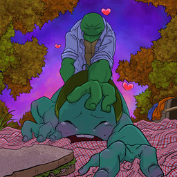 3_fingers anal anal_penetration anthro ass_up bald basket blush bodily_fluids bread clothed clothing coat container detailed_background duo eyes_closed fingers food forced foreshortening from_behind_position grass green_body green_skin hand_on_head happy heart_symbol lying male male/male male_penetrated male_penetrating male_penetrating_male ninja nude on_front open_clothing open_mouth open_shirt open_topwear outside penetration picnic pinned plant rape sandwich_(food) sex shell shirt sky smile standing struggling sunset tears teeth topwear tree warrior kamechuu teenage_mutant_ninja_turtles leonardo_(tmnt) michelangelo_(tmnt) reptile scalie turtle 1:1 absurd_res digital_media_(artwork) hi_res incest_(lore)