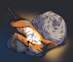 5_fingers anthro digitigrade eyes_closed fingers fur lying male nude on_back orange_body orange_fur simple_background sleeping solo gonewiththefart canid canine fox mammal digital_media_(artwork)