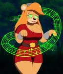 belt breasts brown_nose clothed clothing female glowing hypnosis mind_control music open_mouth solo spiral_eyes inversecalamity disney gummi_bears ursa_(gummi_bears) bear mammal 2019 absurd_res hi_res