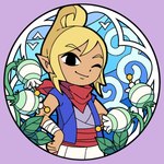 blonde_hair clothing female flower hair humanoid_pointy_ears looking_at_viewer not_furry one_eye_closed plant pointy_ears scarf solo wink rutiwa nintendo the_legend_of_zelda wind_waker pirate_leader_tetra elf humanoid hylian 1:1 2024 hi_res