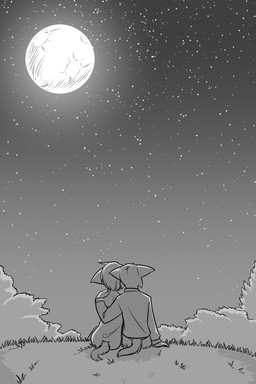 adolescent anthro arm_on_shoulder black_tie_(suit) clothed clothed_anthro clothed_female clothed_male clothing dress duo female furgonomics grass hair light male male/female moon moonlight night outside plant romantic romantic_couple sitting sitting_on_ground sky star starry_sky suit tail young black-kitten sebastien_(black-kitten) serah_(black-kitten) felid feline lynx mammal 2025 2:3 comic hi_res monochrome brother_(lore) brother_and_sister_(lore) sibling_(lore) sister_(lore) twins_(lore)