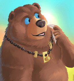 4_fingers anthro belly biped brown_body brown_fur brown_nose fingers fur outside paws slightly_chubby solo sun pawhan3 dreamworks puss_in_boots_(franchise) baby_bear_(puss_in_boots) bear mammal 2023 absurd_res hi_res