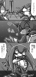 anthro blush comic echidna eulipotyphlan hedgehog japanese_text knuckles_the_echidna male mammal monochrome monotreme sega sonic_the_hedgehog sonic_the_hedgehog_(series) text translation_request urahyu