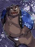 anthro belly brown_body brown_fur bulge clothing fireworks fur happi_(clothing) kemono male navel outside overweight overweight_anthro overweight_male solo underwear kita_9999 bear mammal 2020 3:4 absurd_res hi_res