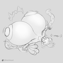 anthro beak big_breasts big_nipples breasts feathers female hair huge_breasts hyper hyper_breasts nipples non-mammal_nipples open_beak open_mouth ribbons solo tail tail_feathers text tongue heckley la_pavita_pechugona avian bird galliform phasianid turkey 1:1 english_text hi_res monochrome