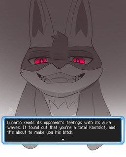 anthro breaking_the_fourth_wall dominant dominant_male evil_grin fangs glowing glowing_eyes humor imminent_sex looking_at_viewer male profanity rape_face red_eyes smile solo teeth text dukeofbananas nintendo pokemon generation_4_pokemon lucario pokemon_(species) 4:5 absurd_res english_text hi_res reaction_image sketch
