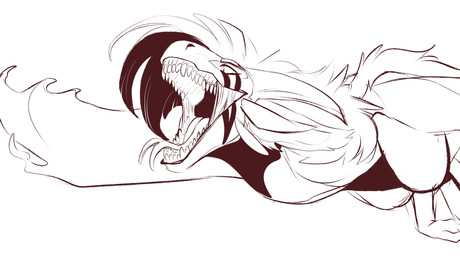 ambiguous_gender fangs feral forked_tongue horn membrane_(anatomy) membranous_wings open_mouth sharp_teeth solo teeth three-quarter_view tongue tongue_out unsigned wings kardinaluz absurd_res hi_res monochrome
