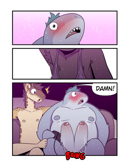 2_penises anthro armpit_hair bodily_fluids body_hair boing brown_hair clothing controller crossed_legs dialogue erection fur furniture genitals glans green_body green_fur green_hair grey_body group hair holding_controller holding_object humanoid_genitalia humanoid_penis looking_aside looking_at_genitalia looking_at_penis male male/male multi_genitalia multi_penis nipples non-mammal_nipples nude on_sofa onomatopoeia penis shirt shocked side_by_side simple_background sitting sitting_on_sofa sofa sound_effects sparkles speech_bubble sudden_erection surprised sweat tank_top text three_frame_image topwear trio white_background yellow_body t0l0k andrew_(t0l0k) isaac_(t0l0k) ted_(t0l0k) domestic_cat felid feline felis fish giraffe giraffid mammal marine shark comic english_text hi_res multiple_scenes