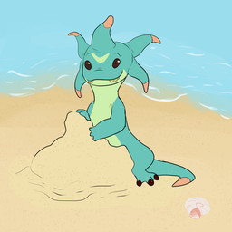 3_toes ambiguous_gender beach brown_eyes countershading dipstick_tail facial_markings feet feral forehead_markings green_body green_countershading happy head_markings looking_at_viewer markings quadruped sand seashell shell smile solo tail tail_markings teal_body toes water magedidelphi disney lilo_and_stitch fan_character medusa_(creesa) alien experiment_(lilo_and_stitch) 1:1 2023 flat_colors