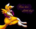 5:4 alpha_channel anthro bandai_namco big_breasts breasts canid canine digimon digimon_(species) female genitals gf mammal pussy renamon solo