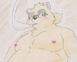 anthro belly blush cigarette eyebrows eyewear fur glasses hair male musclegut muscular nipples pecs ponytail shirtless smoking solo thick_eyebrows white_body white_fur tabasukotrr lifewonders tokyo_afterschool_summoners leib_(tas) bear mammal polar_bear ursine hi_res traditional_media_(artwork)