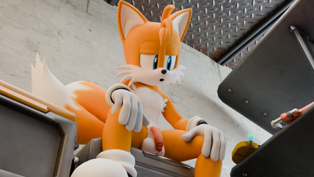 anthro balls blue_eyes clothing footwear fur genitals gloves handwear male miles_electric mostly_nude multicolored_body multicolored_fur open_mouth orange_body orange_fur penis shoes sitting_on_box solo spread_legs spreading tablet two_tone_body two_tone_fur white_body white_fur twintails3d sega sonic_the_hedgehog_(series) miles_prower canid canine fox mammal red_fox true_fox 16:9 2025 3d_(artwork) 4k absurd_res digital_media_(artwork) hi_res widescreen