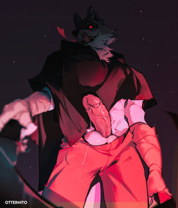 abs anthro balls bodily_fluids bottomwear bottomwear_down cloak clothed clothing erection fur genital_fluids genitals grey_body grey_fur holding_object holding_weapon humanoid_genitalia humanoid_penis looking_at_viewer male melee_weapon muscular muscular_anthro muscular_male pants pants_down partially_clothed penis precum precum_string red_eyes smile solo teeth tongue tongue_out weapon otternito dreamworks puss_in_boots_(franchise) death_(puss_in_boots) canid canine canis mammal wolf 2023 hi_res