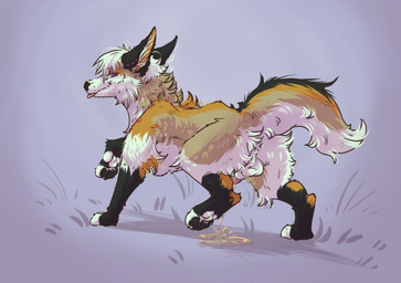 animal_genitalia balls blep bodily_fluids butt ear_piercing feral feral_peeing genital_fluids genitals looking_back looking_pleasured male male_peeing peeing peeing_on_ground penis penis_tip piercing purple_eyes purple_piercing quadruped raised_leg rear_view sheath solo tongue tongue_out urine urine_on_ground urine_pool urine_stream arssy canid canine fox mammal hi_res