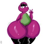 anthro big_butt bubble_butt butt clothing eyeliner footwear huge_butt leggings legwear makeup male purple_body socks solo thick_thighs thigh_highs thigh_socks yoshuacomoyoshu barney_and_friends pbs barney_the_dinosaur dinosaur prehistoric_species reptile scalie 1:1 hi_res