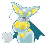 anthro bat bat_wings big_breasts blackbeet bodily_fluids breasts duo fangs female generation_4_pokemon genitals gliscor holding_breast human male male/female mammal membrane_(anatomy) membranous_wings nintendo pokemon pokemon_(species) pussy shiny_pokemon size_difference teeth thick_thighs tongue wings