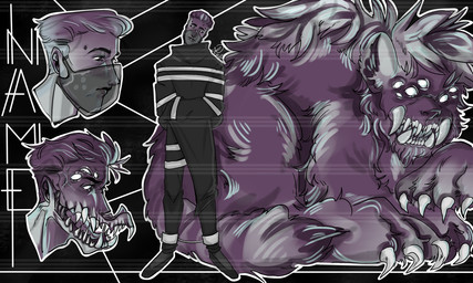 anthro boots claws clothing ears_up eyebrows footwear fur male mask multi_eye open_mouth sharp_teeth shoes solo teeth teeth_showing tongue transformation 000atanerriaper000 human mammal 2020 5:3