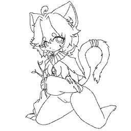 anthro bodily_fluids embarrassed female female_peeing genital_fluids genitals peeing peeing_on_ground stick urine urine_on_ground vulva watersports young cassis felid feline felis mammal animated hi_res