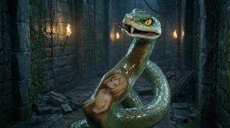 blonde_hair bodily_fluids crying duo female female_prey hair soft_vore summer_dress tears translucent unwilling_prey vore young human mammal reptile scalie snake 3d_(artwork) blender_(artwork) digital_media_(artwork) hi_res