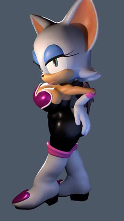 anthro bat_wings big_breasts big_butt big_ears black_nose blue_eyeshadow breasts butt cleavage clothed clothing eyelashes eyeshadow female fur green_eyes grey_background hand_on_butt makeup membrane_(anatomy) membranous_wings navel_outline purple_wings simple_background skimpy solo tan_body tan_fur thick_thighs white_body white_fur wide_hips wings jojomingles hooters sega sonic_the_hedgehog_(series) rouge_the_bat bat mammal 3d_(artwork) 3d_animation 9:16 animated digital_media_(artwork) hi_res no_sound short_playtime turntable_(animation) webm