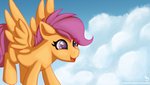 female feral solo wings young young_female young_feral sevenserenity friendship_is_magic hasbro my_little_pony mythology scootaloo_(mlp) equid equine mammal mythological_creature mythological_equine pegasus 16:9 absurd_res digital_drawing_(artwork) digital_media_(artwork) hi_res redraw widescreen