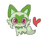 ambiguous_gender cheek_tuft facial_tuft feral green_body heart_symbol looking_at_viewer pink_eyes simple_background solo tail tuft white_background podo nintendo pokemon generation_9_pokemon pokemon_(species) sprigatito