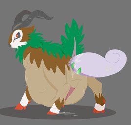 anal anal_tail_gulp anal_vore anatomically_correct balls bodily_fluids cum duo feral genital_fluids genitals hooves male male/male penis rear_view same_size_vore vore willing_pred willing_prey aspeneyeswatching nintendo pokemon bovid caprine generation_6_pokemon gogoat goodra mammal pokemon_(species) lineless