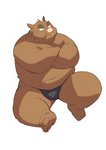 anthro belly brown_body brown_fur clothing fur kemono male overweight overweight_anthro overweight_male simple_background sitting solo underwear white_background ayame42612 mammal suid suina sus_(pig) wild_boar 2020 hi_res