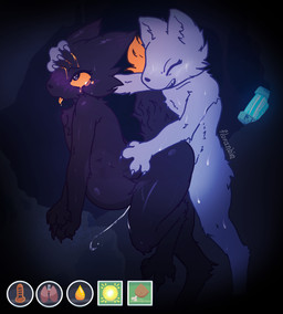 abdominal_bulge ahegao anal anal_penetration anthro black_body blood blood_on_face blue_eyes blush bodily_fluids cave claws crying cum cum_inflation cum_inside cumflated_belly duo forced from_behind_position game_ui gameplay_mechanics genital_fluids grey_body heart_eyes heart_symbol inflation looking_pleasured male male/male open_mouth orange_eyes paws penetration rape scratches sex sweat tears tongue tongue_out white_body x-ray_view floranbin casualties:_unknown expie_(gunsawian) gunsawian milky_(gunsawian) hi_res