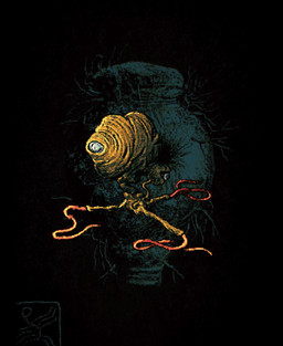 ambiguous_gender black_background feral horror_(theme) not_furry simple_background solo tentacles unusual_anatomy wrinkles yellow_body plastiboo godhusk yellow_watcher digital_media_(artwork) hi_res