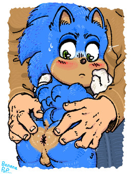 anthro anus balls black_nose blue_body blue_ears blue_fur blue_tail blush blush_lines brown_body brown_clothing brown_fur brown_jacket brown_tail brown_topwear butt clothing duo fur genitals gloves green_eyes hand_on_butt handwear jacket looking_at_butt looking_at_own_butt looking_at_self looking_back male male/male multicolored_body multicolored_fur nude penis rear_view short_tail shota small_balls small_penis spread_butt spreading standing tail tan_body tan_skin text thick_thighs three-quarter_view topwear two_tone_body two_tone_fur two_tone_tail white_clothing white_gloves white_handwear young bananapop sega sonic_the_hedgehog_(film) sonic_the_hedgehog_(series) sonic_the_hedgehog eulipotyphlan hedgehog human mammal 2025 3:4 artist_name digital_media_(artwork) hi_res