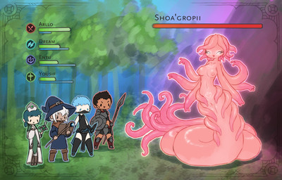 armor black_eyes black_hair black_outfit blue_eyes blue_hair blue_outfit blue_outline book boots breasts brown_body brown_boots brown_clothing brown_footwear brown_scarf brown_skin christian_cross christian_symbol cleric clothing cross crucifix dagger dot_eyes ear_piercing ear_ring female footwear forest_background gameplay_mechanics genitals green_eyes green_outline grey_outline group gui hair hat headgear headwear health_bar magic_user male melee_weapon multi_arm multi_limb outline piercing pink_body pink_skin polearm pseudo_hair red_outline religion religious_symbol ring_piercing scarf shield shoes simple_eyes smile spear staff tentacle_hair tentacles thief vulva warrior weapon white_body white_eyes white_hair white_outfit white_skin wizard_hat lonely_cri christianity animal_humanoid human humanoid mammal reptile reptile_humanoid scalie scalie_humanoid snake_humanoid concept_art hi_res