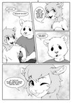 absurd_res alpaca alternate_universe anthro bear beastars brown_bear camelid duo english_text hi_res male mammal monochrome morsyr riz_(beastars) tem_(beastars) text ursine