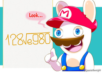 3_fingers anthro blue_background blue_clothing blue_eyes blue_overalls blue_pupils brown_facial_hair brown_mustache buckteeth clothed clothed_anthro clothing equation facial_hair fingers fur happy hat headgear headwear lidded_eyes light long_ears male male_anthro multicolored_body mustache noseless open_mouth open_smile overalls pink_tongue pupils red_clothing red_hat red_headwear shirtless_anthro shirtless_male simple_background smile solo speech_bubble tan_body tan_eyelids tan_inner_ear tan_skin teeth text tongue two_tone_body white_body white_fur yelling jooniethenight mario_bros mario_plus_rabbids_kingdom_battle nintendo raving_rabbids rayman_(series) ubisoft rabbid_mario lagomorph mammal rabbid 2023 4:3 artist_name crossover digital_drawing_(artwork) digital_media_(artwork) english_description english_text half-length_portrait lighting portrait shaded