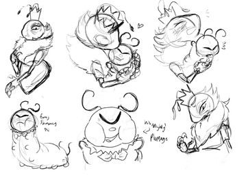 2_antennae 4_arms 6_legs ambiguous_feral ambiguous_gender crown duo elderly_anthro elderly_female eyebrows eyeless eyes_closed feral head_tuft headgear heart_symbol kissing_cheek love multi_arm multi_limb neonate nude nude_anthro nude_female open_mouth open_smile pained_expression ruff smile solo tuft young young_ambiguous young_feral lunar_woofly disney hoppers_(disney) pixar insect_queen_(hoppers) titus_(hoppers) arthropod caterpillar insect larva lepidopteran 2026 absurd_res black_and_white digital_media_(artwork) hi_res monochrome multiple_images sketch mother_(lore) mother_and_child_(lore) mother_and_son_(lore) parent_(lore) parent_and_child_(lore) parent_and_son_(lore) son_(lore)