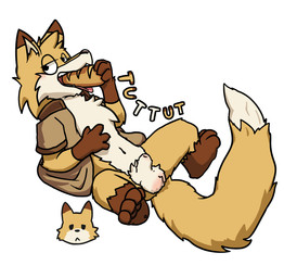 4_fingers animal_genitalia anthro balls bread clothed clothing fingers food fully_sheathed fur genitals humanoid_genitalia humanoid_penis male open_clothing open_shirt open_topwear orange_body orange_fur penis sheath shirt simple_background solo topwear white_body white_fur al-cat tuttut_(al-cat) canid canine fox mammal hi_res