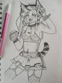 alternative_fashion anthro bottomwear cheek_tuft claws clothing collar docked_tail ear_piercing ear_tuft electronics emo facial_tuft female fishnet_clothing fishnet_legwear footwear headphones inner_ear_fluff legwear markings music navel navel_piercing nipple_outline nipple_piercing nipples piercing pointy_ears prick_ears rave scene_(fashion) scene_haircut short_tail skirt socks solo spots spotted_markings tail tail_tuft thigh_highs thigh_socks tuft fuwapaku bobcat felid feline lynx mammal absurd_res hi_res