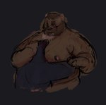 anthro beard blush duo facial_hair hand_on_head head_between_moobs hug humanoid_hands male male/male mature_male moobs nipples overweight overweight_male simple_background size_difference lentejota6 bear mammal 2021