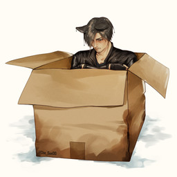 bangs beard black_clothing black_gloves black_handwear black_jacket black_topwear blue_eyes box brown_ears brown_eyebrows brown_hair cardboard cardboard_box closed_frown clothed clothed_humanoid clothed_male clothing container crossed_arms eye_through_hair eyebrow_through_hair eyebrows facial_hair fingerless_gloves fingers frown gloves grumpy hair handwear humanoidized inside_box jacket light lips looking_down male male_humanoid mouth_closed mustache short_hair simple_background sitting solo stubble tan_body tan_lips tan_skin text topwear translucent translucent_hair water wet wet_clothing wet_hair wet_jacket white_background chesue00 capcom resident_evil leon_kennedy animal_humanoid cat_humanoid felid felid_humanoid feline feline_humanoid humanoid mammal mammal_humanoid 1:1 2026 artist_name colored digital_drawing_(artwork) digital_media_(artwork) english_description hi_res lighting shaded