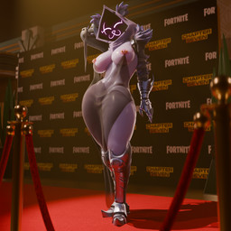 anthro armor bear_ears big_breasts boots breasts clothing dress exhibitionism exposed_breasts eyes_closed female footwear gauntlets genitals glistening glistening_body glistening_breasts glistening_thighs gloves handwear hoodie linked_nipples linked_piercing mostly_nude mostly_nude_anthro mostly_nude_female nipple_piercing nipple_ring_dress nipples piercing pink_nipples posing_for_picture public public_exposure purple_body purple_breasts red_carpet shoes smile solo thick_thighs topwear translucent translucent_clothing translucent_dress vulva ogtamarindo shachath3d_(modeler) epic_games fortnite nipple_piercing_dress chappell_roan raven_team_leader bear mammal 1:1 3d_(artwork) absurd_res digital_media_(artwork) hi_res