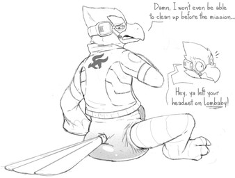 3_toes ambiguous_gender anthro beak clothed clothing cutaway dialogue diaper earpiece ellipsis embarrassed expression_cutaway feathers feces feet grimace jacket looking_back narrowed_eyes open_beak open_mouth rear_view simple_background sitting soiled_diaper solo tail tail_feathers talons text toes topwear unclean_diaper used_diaper wavy_mouth wearing_diaper white_background wide_eyed winged_arms wings poofy_dragon nintendo star_fox falco_lombardi avian 2019 english_text full-length_portrait greyscale hi_res monochrome portrait male_(lore)