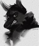 angry anthro clenched_teeth ferocious looking_at_viewer male solo teeth teeth_showing unknown_artist fairy_tales big_bad_wolf malendraco_azrael alexander_archipelago_wolf canid canine canis mammal wolf black_and_white charcoal_(artwork) hi_res monochrome traditional_media_(artwork)